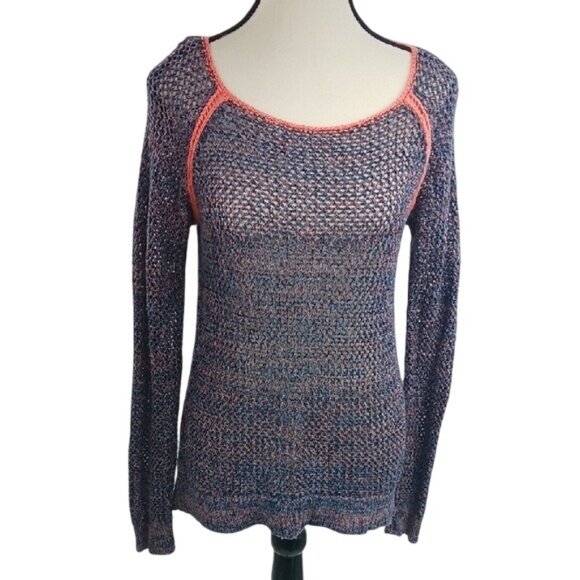 American Eagle Outfitters Sweaters - American Eagle Outfitters Sweater Womens Size S Mesh Fishnet Blue Long Sleeve